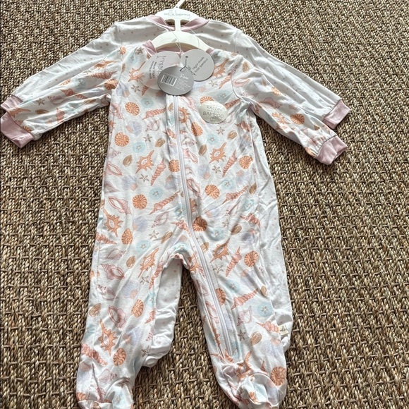 Milkberry Other - Milkberry Floral Baby Footie Seashells Beach Size 3-6 Months Set of 2